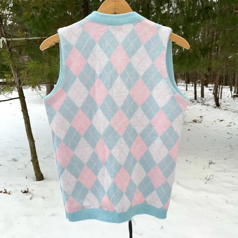 80s Brownstone Studio NY Pastel Argyle Knit Sweater Vest - Picture 13 of 13